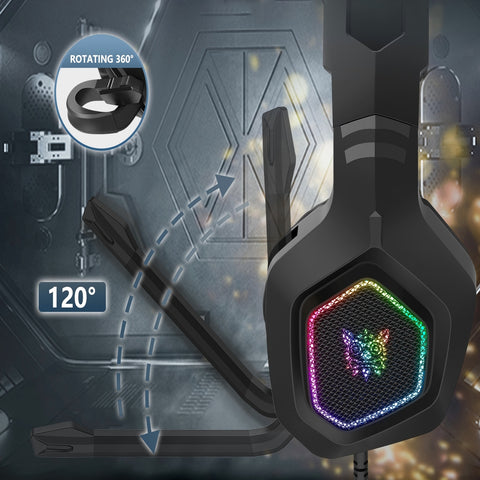 Auriculares Gaming ONIKUMA K10 RGB Con Micrófono Y Diadema Ajustable - Negro