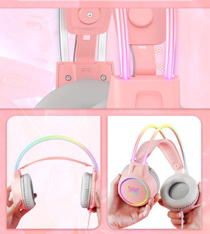 Auriculares Gaming ONIKUMA X15 PRO RGB Con Micrófono Y Diadema Ajustable - Rosa