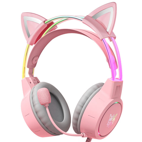 Auriculares Gaming ONIKUMA X15 PRO CAT EARS RGB Con Micrófono Y Diadema Ajustable - Rosa