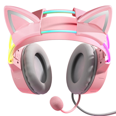 Auriculares Gaming ONIKUMA X15 PRO CAT EARS RGB Con Micrófono Y Diadema Ajustable - Rosa