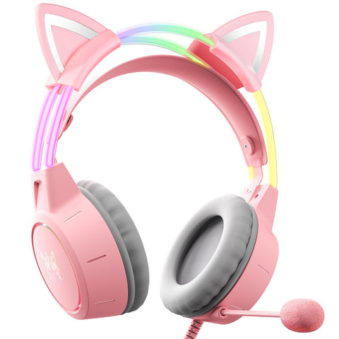 Auriculares Gaming ONIKUMA X15 PRO CAT EARS RGB Con Micrófono Y Diadema Ajustable - Rosa