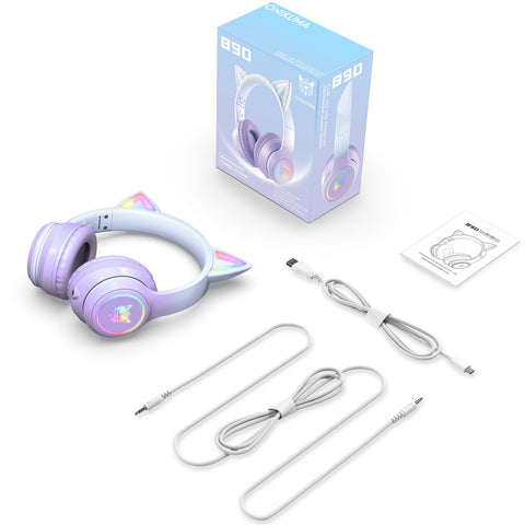 Auriculares Gaming ONIKUMA B90 RGB Con Micrófono Y Diadema Ajustable - Púrpura Degradado