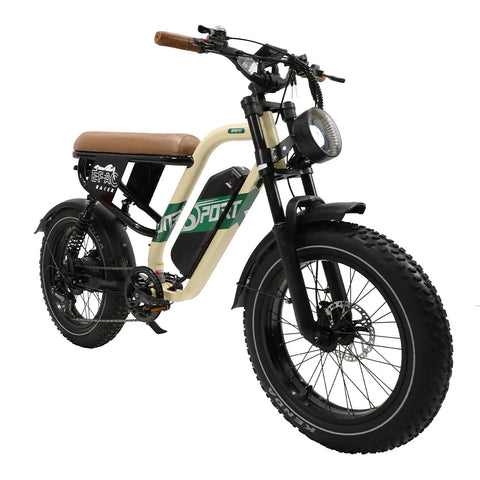 ONESPORT W66 BICI ELETTRICA Potenza 500W Batteria 48V 13.5Ah 20" Pneumatici Freno A Disco - Beige Giallo