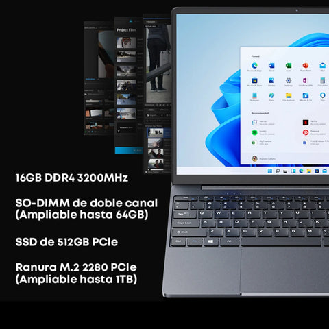 CHUWI CoreBook X R5 14" Ultrabook, Ryzen 5 7430U, 16GB RAM, 512GB SSD, Windows 11 Home, ligero y potente - Gris