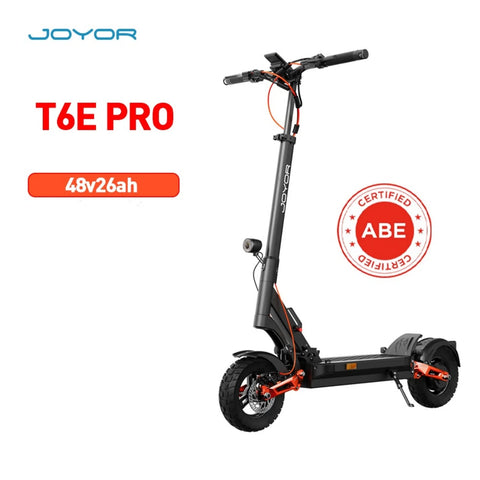 JOYOR T6E PRO Plegable Patinete Eléctrico Certificación ABE - Motor 500W Batería 48V26AH Neumáticos 10" - Negro