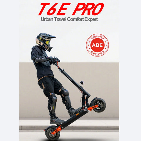 JOYOR T6E PRO Plegable Patinete Eléctrico Certificación ABE - Motor 500W Batería 48V26AH Neumáticos 10" - Negro