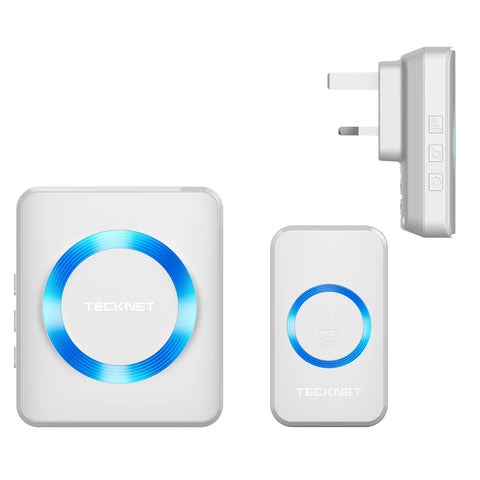 TECKNET HWD01878 Timbre Inalámbrico 60 Sonidos 5 Volúmenes Impermeable 400m - Blanco