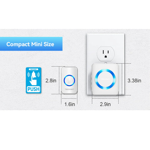 TECKNET HWD01878 Timbre Inalámbrico 60 Sonidos 5 Volúmenes Impermeable 400m - Blanco