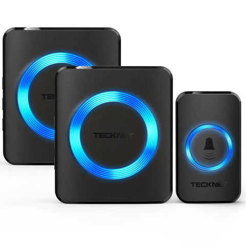 TECKNET HWD01888 Timbre inalámbrico - 5 volúmenes 60 tonos - LED - Negro