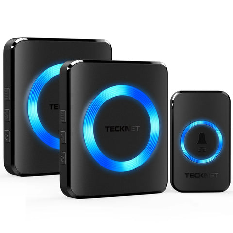TECKNET HWD01888 Timbre inalámbrico - 5 volúmenes 60 tonos - LED - Negro