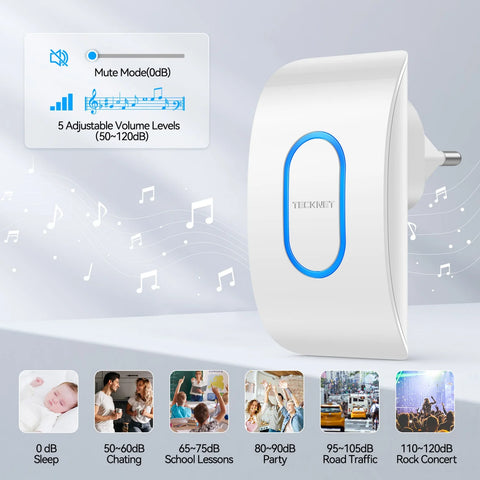 TECKNET TK-WD004 Timbre Inalámbrico Resistente Agua 60 Tonos 400m  - Blanco