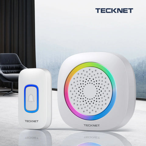 TECKNET TK-WD996 Timbre Inalámbrico - 60 Tonos 400m alcance - 1 emisor + 2 receptores - Blanco
