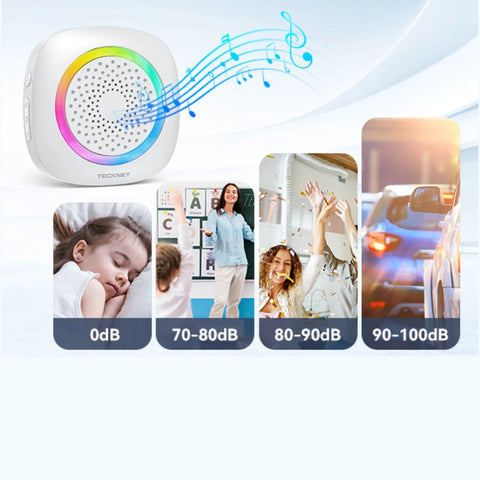 TECKNET TK-WD996 Timbre Inalámbrico - 60 Tonos 400m alcance - 1 emisor + 2 receptores - Blanco