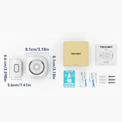TECKNET TK-WD996 Timbre Inalámbrico - 60 Tonos 400m alcance - 1 emisor + 2 receptores - Blanco