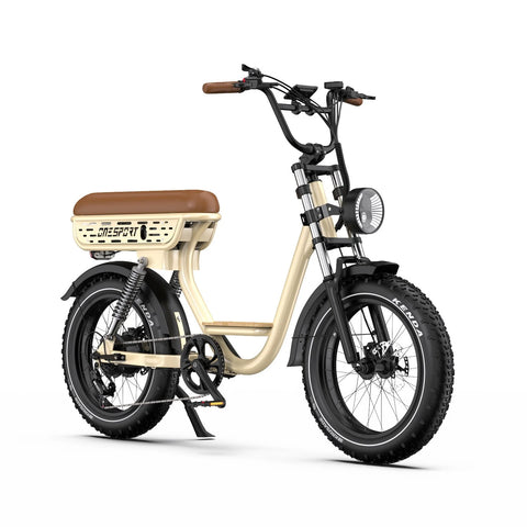Bicicleta Eléctrica ONESPORT W77 - Motor 250W Batteria 48V18AH 20" Pneumatici Frenos Hidráulicos - Beige