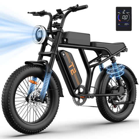 Bicicleta Eléctrica URLIFE T2  - Motor 250W Batería 48V 15.6Ah Pedal Asistido Modo de asistencia al pedaleo - Negro