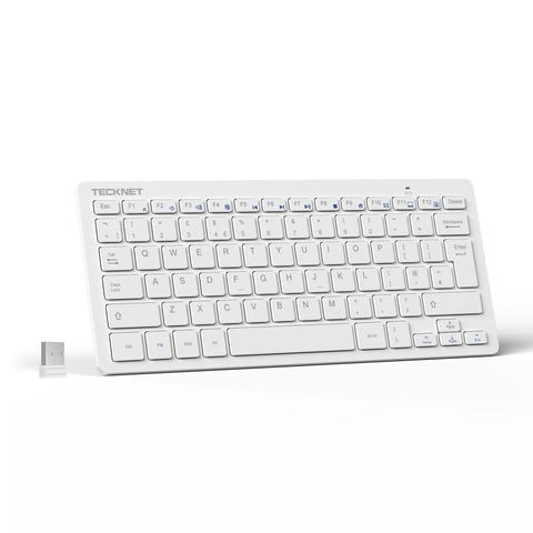 TECKNET X315 Teclado inalámbrico ergonómico - 78 teclas ultrafino y silencioso - Blanco