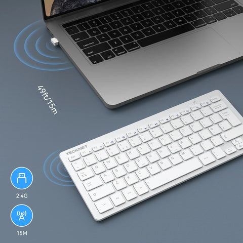TECKNET X315 Teclado inalámbrico ergonómico - 78 teclas ultrafino y silencioso - Blanco