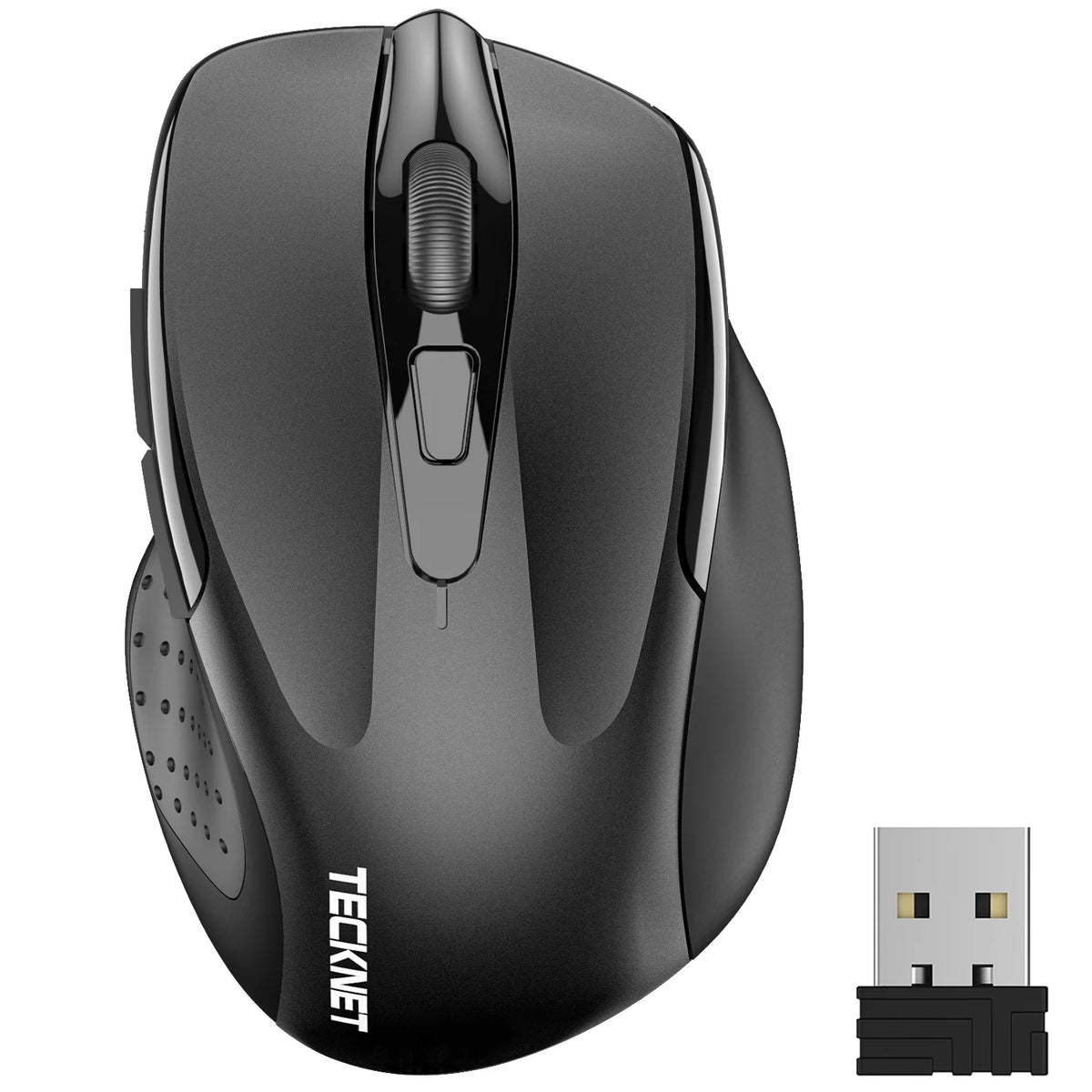 TECKNET M003 Ratón - inalámbrico ergonómico silencioso -recargable 6 DPI - Negro