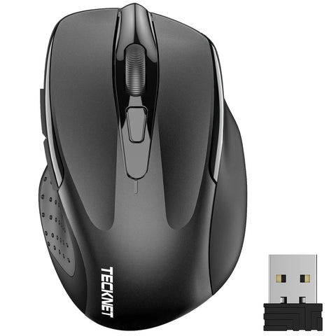 TECKNET M003 Ratón - inalámbrico ergonómico silencioso -recargable 6 DPI - Negro