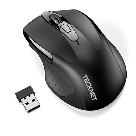 TECKNET M003 Ratón - inalámbrico ergonómico silencioso -recargable 6 DPI - Negro