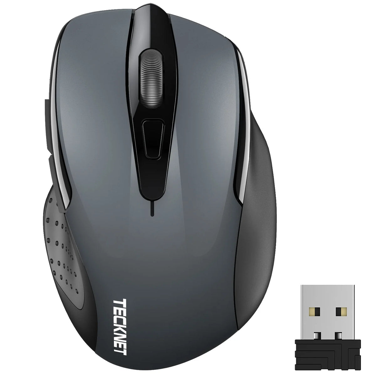 TECKNET M003 Ratón Ergonómico Inalámbrico - 5 DPI USB Plug & Play Conexión Estable - Gris