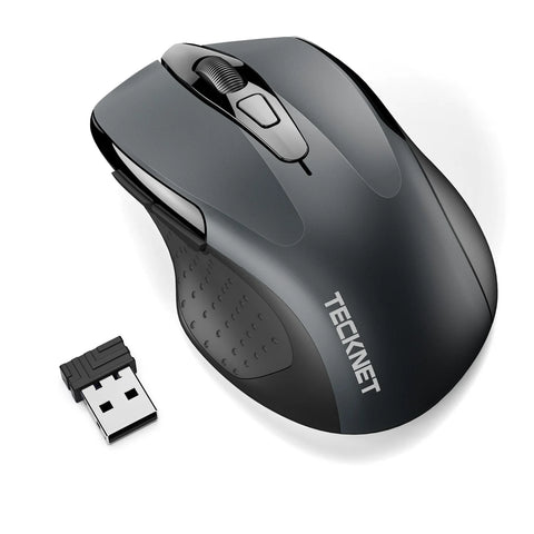 TECKNET M003 Ratón Ergonómico Inalámbrico - 5 DPI USB Plug & Play Conexión Estable - Gris