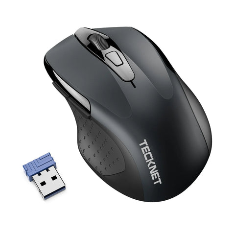 TECKNET M003 Ratón Ergonómico Inalámbrico - 5 DPI USB Plug & Play Conexión Estable - Gris