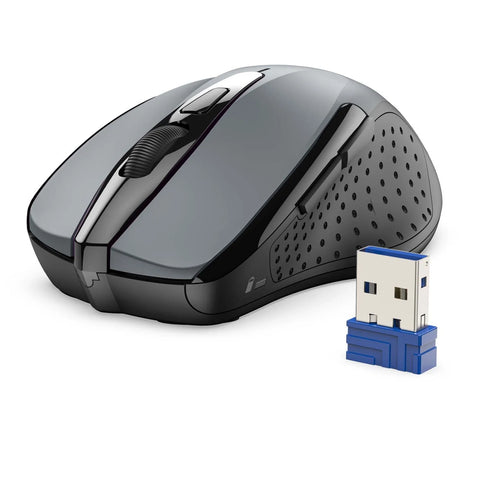 TECKNET M003 Ratón Ergonómico Inalámbrico - 5 DPI USB Plug & Play Conexión Estable - Gris