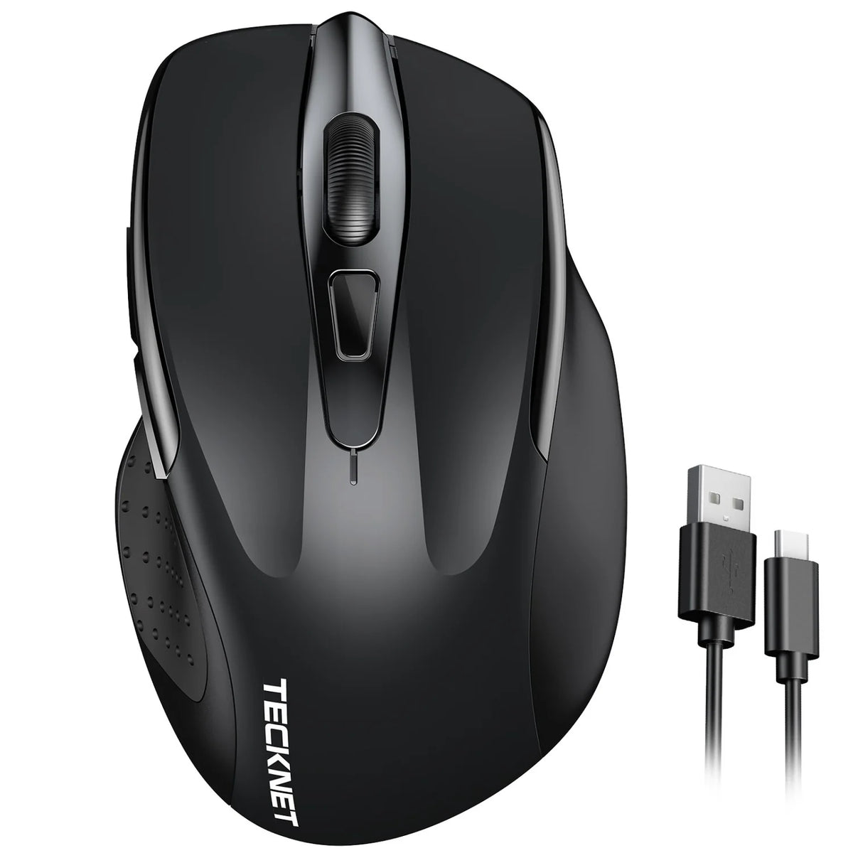 TECKNET TK-MS009 Ratón Inalámbrico Ergonómico 6 DPI Clic Silencioso USB - Negro