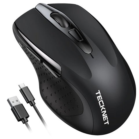 TECKNET TK-MS009 Ratón Inalámbrico Ergonómico 6 DPI Clic Silencioso USB - Negro