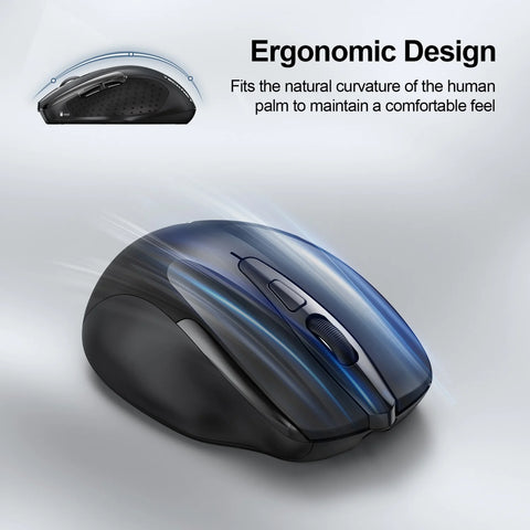 TECKNET TK-MS009 Ratón Inalámbrico Ergonómico 6 DPI Clic Silencioso USB - Negro