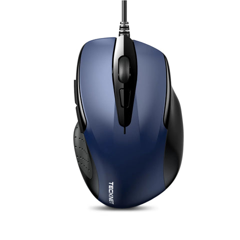 TECKNET UM013 Ratón Ergonómico - Con cable 4 DPI Duradero  - Azul