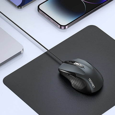 TECKNET UM013 Ratón Ergonómico - Con cable 4 DPI Duradero  - Gris