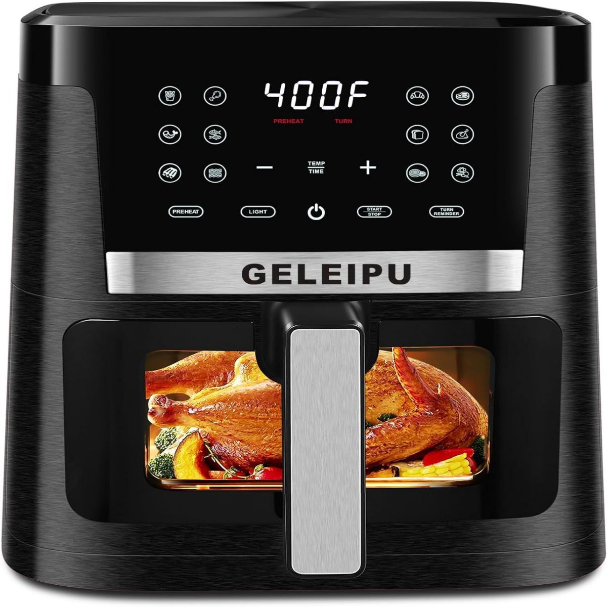 Freidora de Aire GELEIPU-DL27 - Potencia 1800W Capacidad 7L 12 Modos de Cocción - Negro