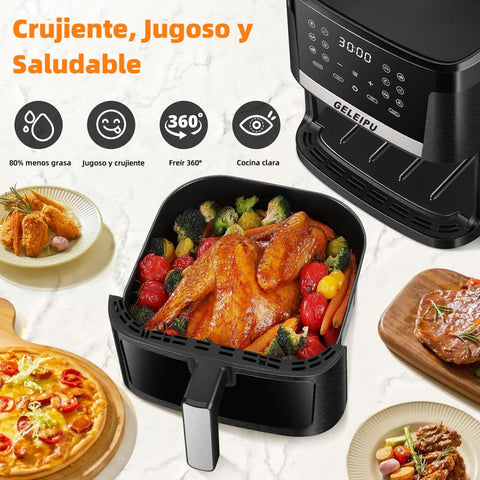 Freidora de Aire GELEIPU-DL27 - Potencia 1800W Capacidad 7L 12 Modos de Cocción - Negro