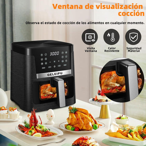 Freidora de Aire GELEIPU-DL27 - Potencia 1800W Capacidad 7L 12 Modos de Cocción - Negro
