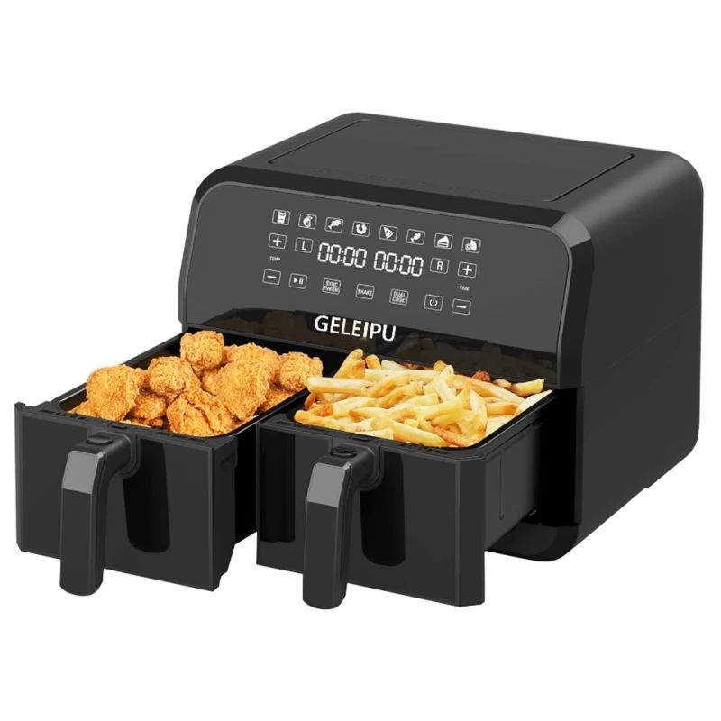 Freidora de Aire GELEIPU-DL28 - Potencia 1800W Capacidad 10L 8 Modos de Cocción - Negro