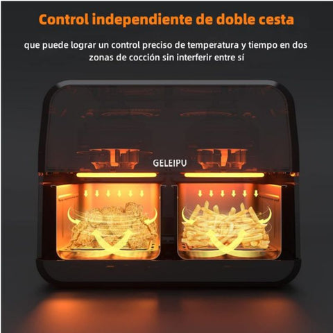 Freidora de Aire GELEIPU-DL28 - Potencia 1800W Capacidad 10L 8 Modos de Cocción - Negro