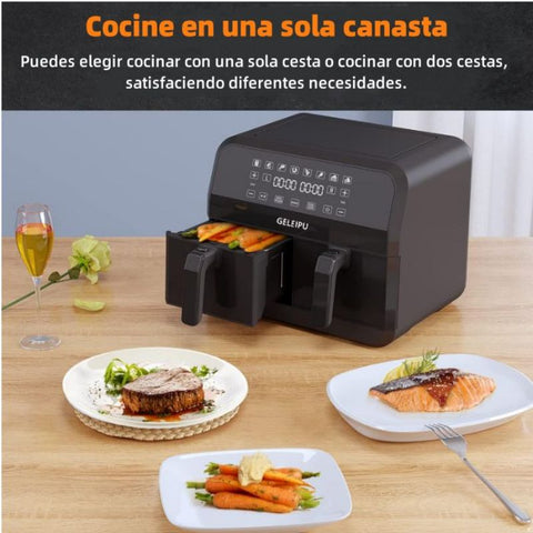 Freidora de Aire GELEIPU-DL28 - Potencia 1800W Capacidad 10L 8 Modos de Cocción - Negro