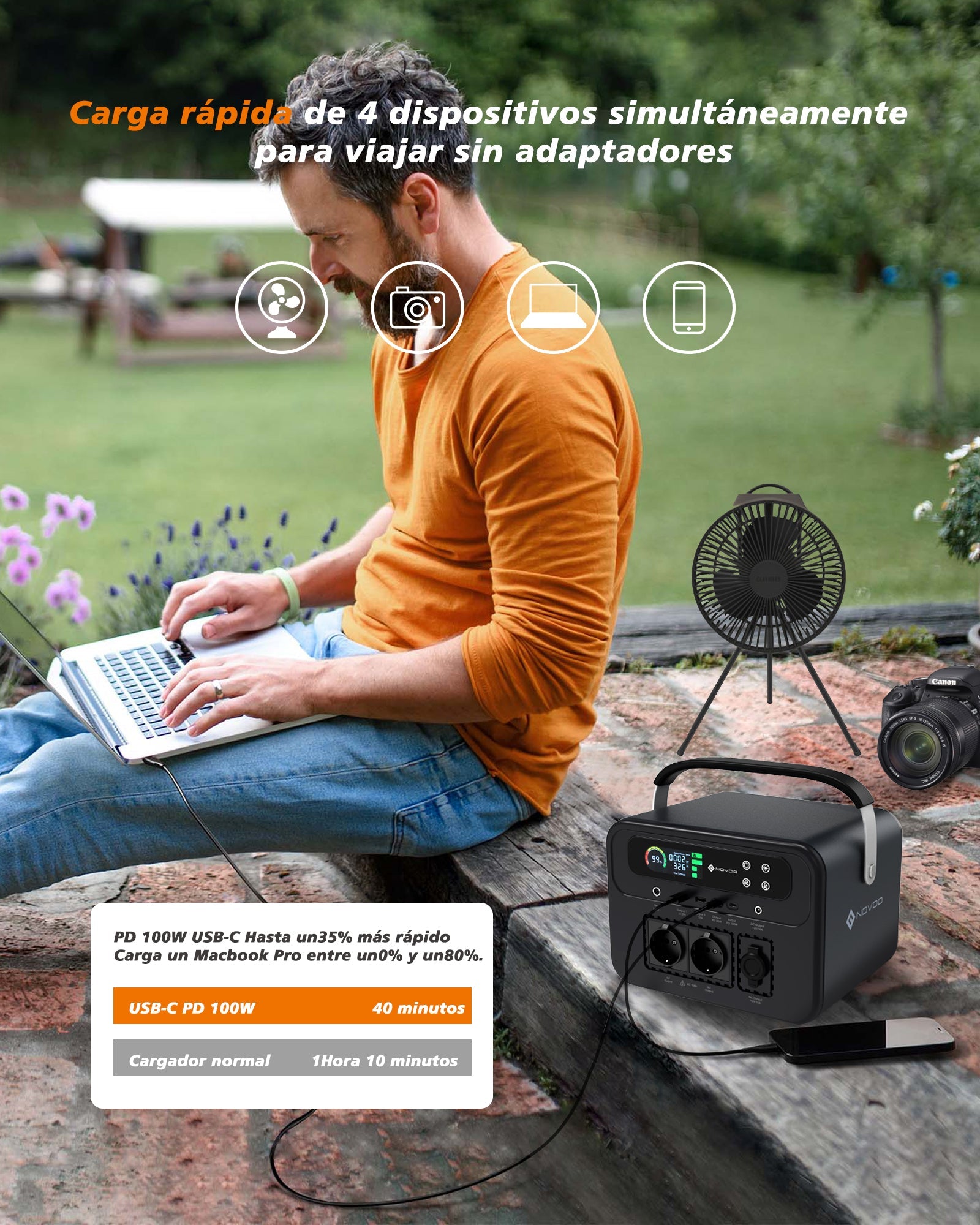 Power Bank NOVOO RPS700 - 700W, 666Wh, Carga rápida Type-C PD 100W - Batería portátil