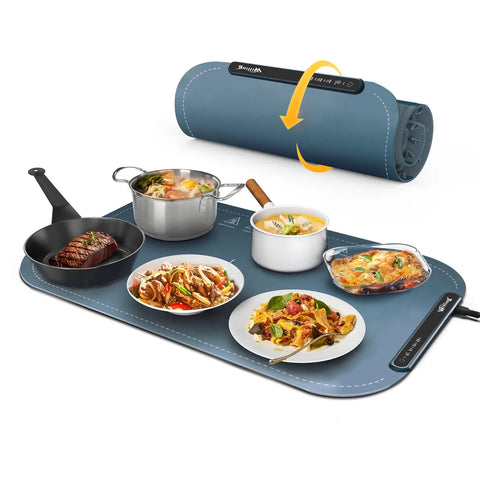 Bandeja Calentadora Eléctrica Portátil Willing BW614 con Nanorrevestimiento - Diseño Plegable de 250 W 3 Niveles de Temperatura Fácil de limpiar - Azul