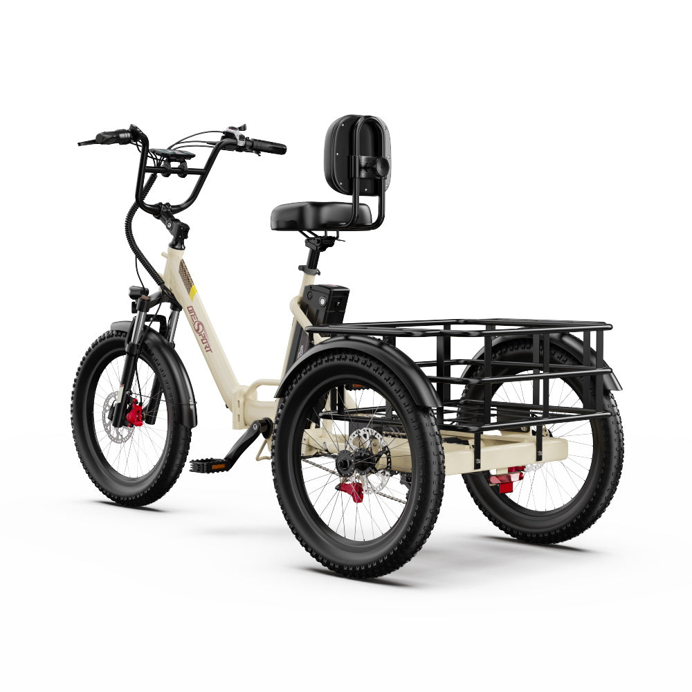 Triciclo Eléctrico ONESPORT OT30 PRO - Motor 500W Batería 48V18AH Neumáticos De 20 Pulgadas Frenos De Disco – Beige