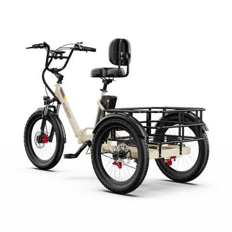 Triciclo Eléctrico ONESPORT OT30 PRO - Motor 500W Batería 48V18AH Neumáticos De 20 Pulgadas Frenos De Disco – Beige