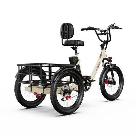 Triciclo Eléctrico ONESPORT OT30 PRO - Motor 500W Batería 48V18AH Neumáticos De 20 Pulgadas Frenos De Disco – Beige