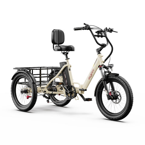 Triciclo Eléctrico ONESPORT OT30 PRO - Motor 500W Batería 48V18AH Neumáticos De 20 Pulgadas Frenos De Disco – Beige