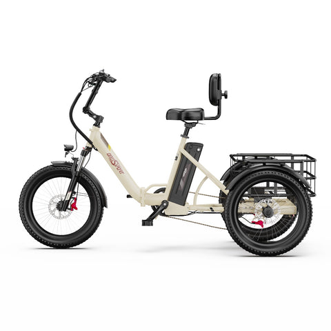 Triciclo Eléctrico ONESPORT OT30 PRO - Motor 500W Batería 48V18AH Neumáticos De 20 Pulgadas Frenos De Disco – Beige