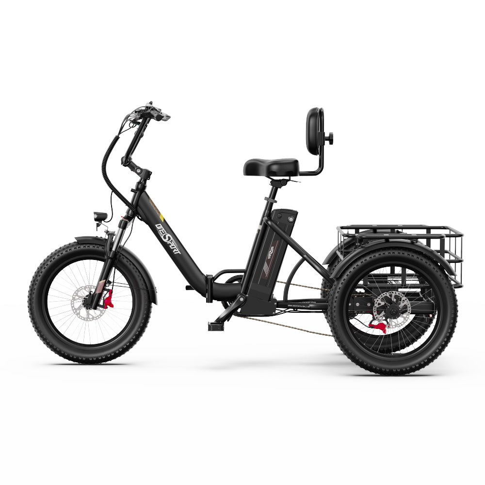 Triciclo Eléctrico ONESPORT OT30 PRO - Motor 500W Batería 48V18AH Neumáticos De 20 Pulgadas Frenos De Disco – Negro