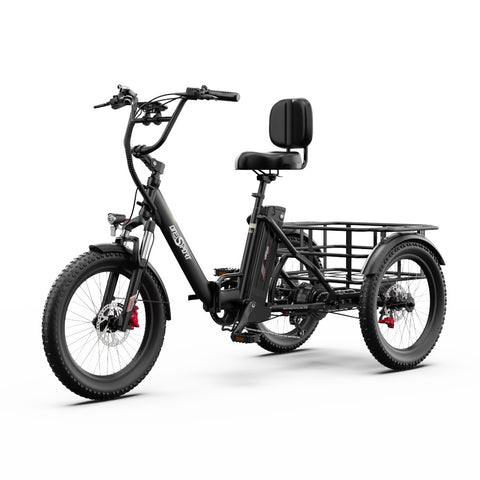 Triciclo Eléctrico ONESPORT OT30 PRO - Motor 500W Batería 48V18AH Neumáticos De 20 Pulgadas Frenos De Disco – Negro