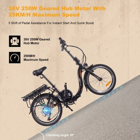 FAFREES 20F054 Bicicleta Eléctrica 250W | Autonomía 50KM | Freno de Disco | Color Negro